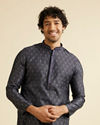 Dark Blue Buta Jaal Patterned Kurta Set